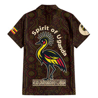 Uganda Family Matching Mermaid Dress and Hawaiian Shirt with Grey Crowned Crane and Tribal Pattern Spirit of Uganda Theme