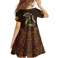 Uganda Family Matching Off Shoulder Maxi Dress and Hawaiian Shirt with Grey Crowned Crane and Tribal Pattern Spirit of Uganda Theme