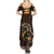 Uganda Family Matching Summer Maxi Dress and Hawaiian Shirt with Grey Crowned Crane and Tribal Pattern Spirit of Uganda Theme