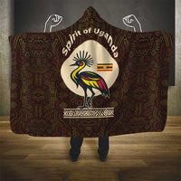 Uganda Hooded Blanket with Grey Crowned Crane and Tribal Pattern Spirit of Uganda Theme
