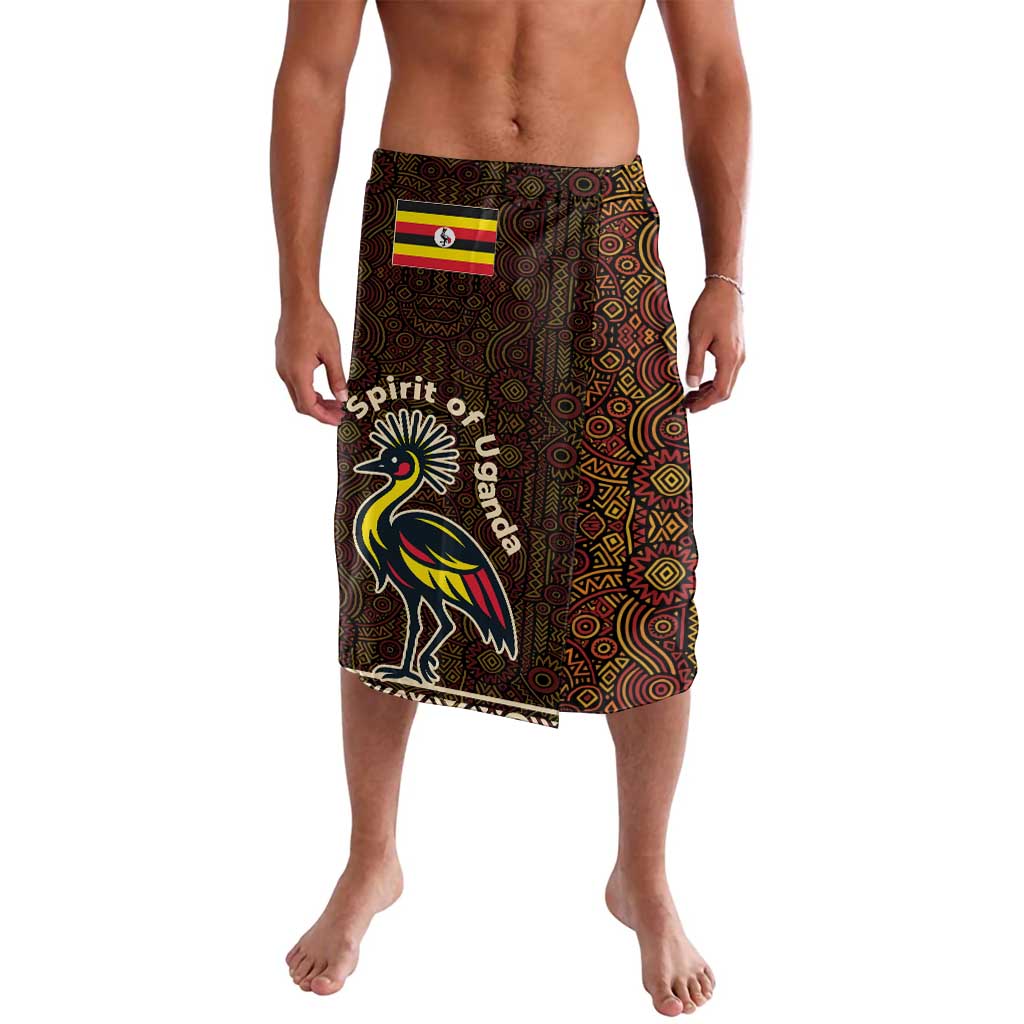 Uganda Lavalava with Grey Crowned Crane and Tribal Pattern Spirit of Uganda Theme
