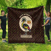 Uganda Quilt with Grey Crowned Crane and Tribal Pattern Spirit of Uganda Theme