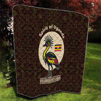 Uganda Quilt with Grey Crowned Crane and Tribal Pattern Spirit of Uganda Theme