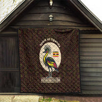 Uganda Quilt with Grey Crowned Crane and Tribal Pattern Spirit of Uganda Theme