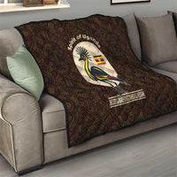 Uganda Quilt with Grey Crowned Crane and Tribal Pattern Spirit of Uganda Theme