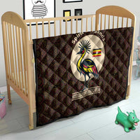 Uganda Quilt with Grey Crowned Crane and Tribal Pattern Spirit of Uganda Theme