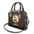Uganda Shoulder Handbag with Grey Crowned Crane and Tribal Pattern Spirit of Uganda Theme