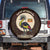 Uganda Spare Tire Cover with Grey Crowned Crane and Tribal Pattern Spirit of Uganda Theme