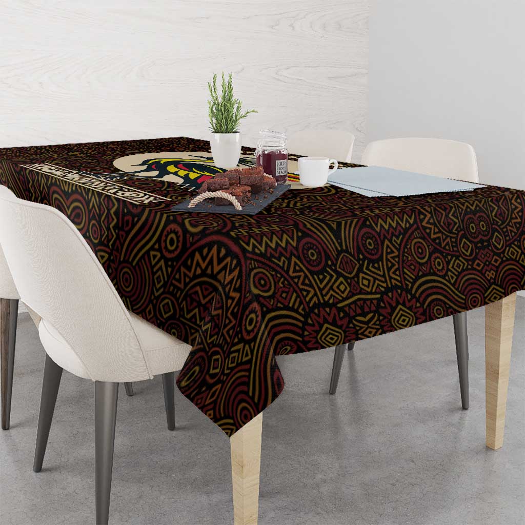 Uganda Tablecloth with Grey Crowned Crane and Tribal Pattern Spirit of Uganda Theme