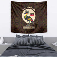 Uganda Tapestry with Grey Crowned Crane and Tribal Pattern Spirit of Uganda Theme