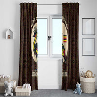 Uganda Window Curtain with Grey Crowned Crane and Tribal Pattern Spirit of Uganda Theme