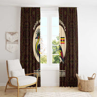 Uganda Window Curtain with Grey Crowned Crane and Tribal Pattern Spirit of Uganda Theme