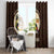 Uganda Window Curtain with Grey Crowned Crane and Tribal Pattern Spirit of Uganda Theme