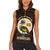 Uganda Women Sleeveless Polo Shirt with Grey Crowned Crane and Tribal Pattern Spirit of Uganda Theme