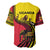 Uganda Baseball Jersey with African Wildlife Elephant Lion and Crane in Tribal Pattern Design