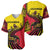 Uganda Baseball Jersey with African Wildlife Elephant Lion and Crane in Tribal Pattern Design