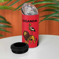 Uganda 4 in 1 Can Cooler Tumbler with African Wildlife Elephant Lion and Crane in Tribal Pattern Design