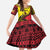 Uganda Family Matching Summer Maxi Dress and Hawaiian Shirt with African Wildlife Elephant Lion and Crane in Tribal Pattern Design