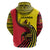 Uganda Hoodie with African Wildlife Elephant Lion and Crane in Tribal Pattern Design