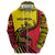 Uganda Hoodie with African Wildlife Elephant Lion and Crane in Tribal Pattern Design