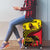 Uganda Luggage Cover with African Wildlife Elephant Lion and Crane in Tribal Pattern Design
