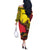 Uganda Off The Shoulder Long Sleeve Dress with African Wildlife Elephant Lion and Crane in Tribal Pattern Design