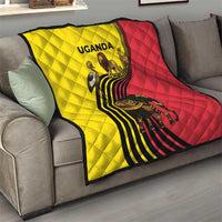 Uganda Quilt with African Wildlife Elephant Lion and Crane in Tribal Pattern Design