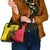 Uganda Shoulder Handbag with African Wildlife Elephant Lion and Crane in Tribal Pattern Design