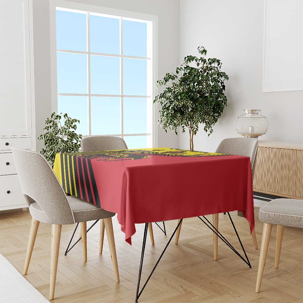 Uganda Tablecloth with African Wildlife Elephant Lion and Crane in Tribal Pattern Design