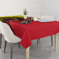 Uganda Tablecloth with African Wildlife Elephant Lion and Crane in Tribal Pattern Design