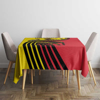 Uganda Tablecloth with African Wildlife Elephant Lion and Crane in Tribal Pattern Design