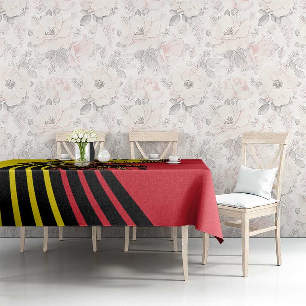 Uganda Tablecloth with African Wildlife Elephant Lion and Crane in Tribal Pattern Design