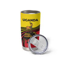 Uganda Tumbler Cup with African Wildlife Elephant Lion and Crane in Tribal Pattern Design