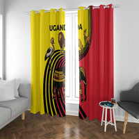 Uganda Window Curtain with African Wildlife Elephant Lion and Crane in Tribal Pattern Design