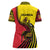 Uganda Women Polo Shirt with African Wildlife Elephant Lion and Crane in Tribal Pattern Design
