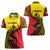 Uganda Women Polo Shirt with African Wildlife Elephant Lion and Crane in Tribal Pattern Design