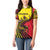 Uganda Women Polo Shirt with African Wildlife Elephant Lion and Crane in Tribal Pattern Design