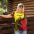 Uganda Women Polo Shirt with African Wildlife Elephant Lion and Crane in Tribal Pattern Design