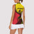 Uganda Women Sleeveless Polo Shirt with African Wildlife Elephant Lion and Crane in Tribal Pattern Design