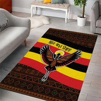 Uganda Area Rug with Crested Crane and Rise and Shine Tribal Pattern Design