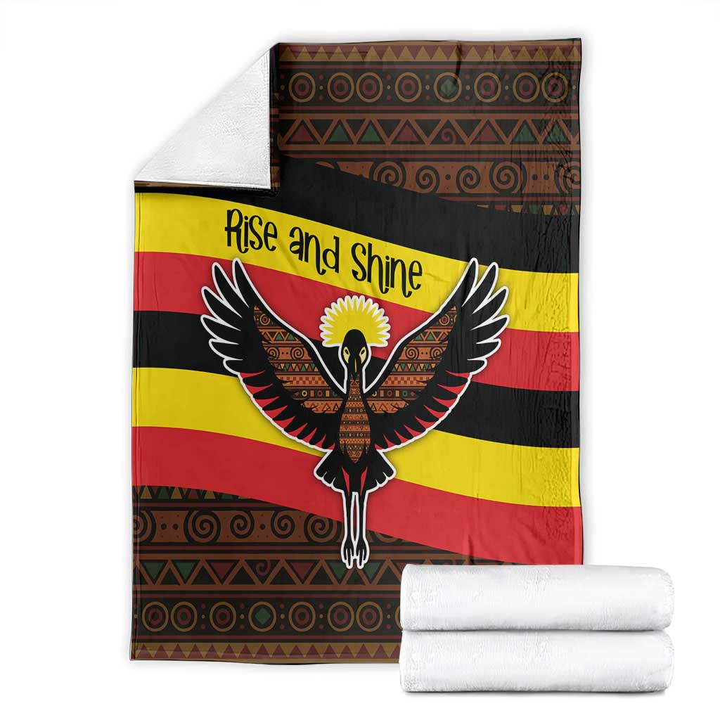 Uganda Blanket with Crested Crane and Rise and Shine Tribal Pattern Design