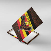 Uganda Canvas Wall Art with Crested Crane and Rise and Shine Tribal Pattern Design