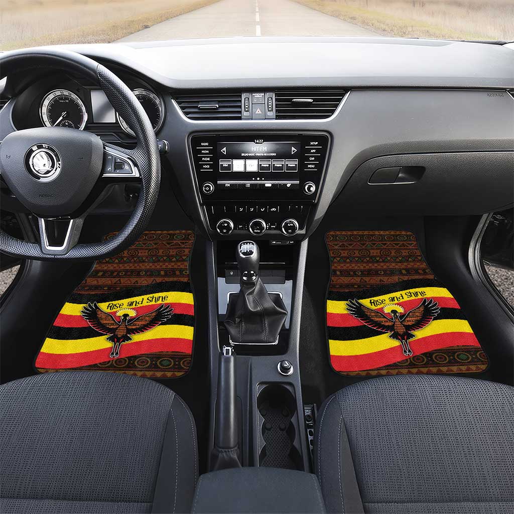 Uganda Car Mats with Crested Crane and Rise and Shine Tribal Pattern Design