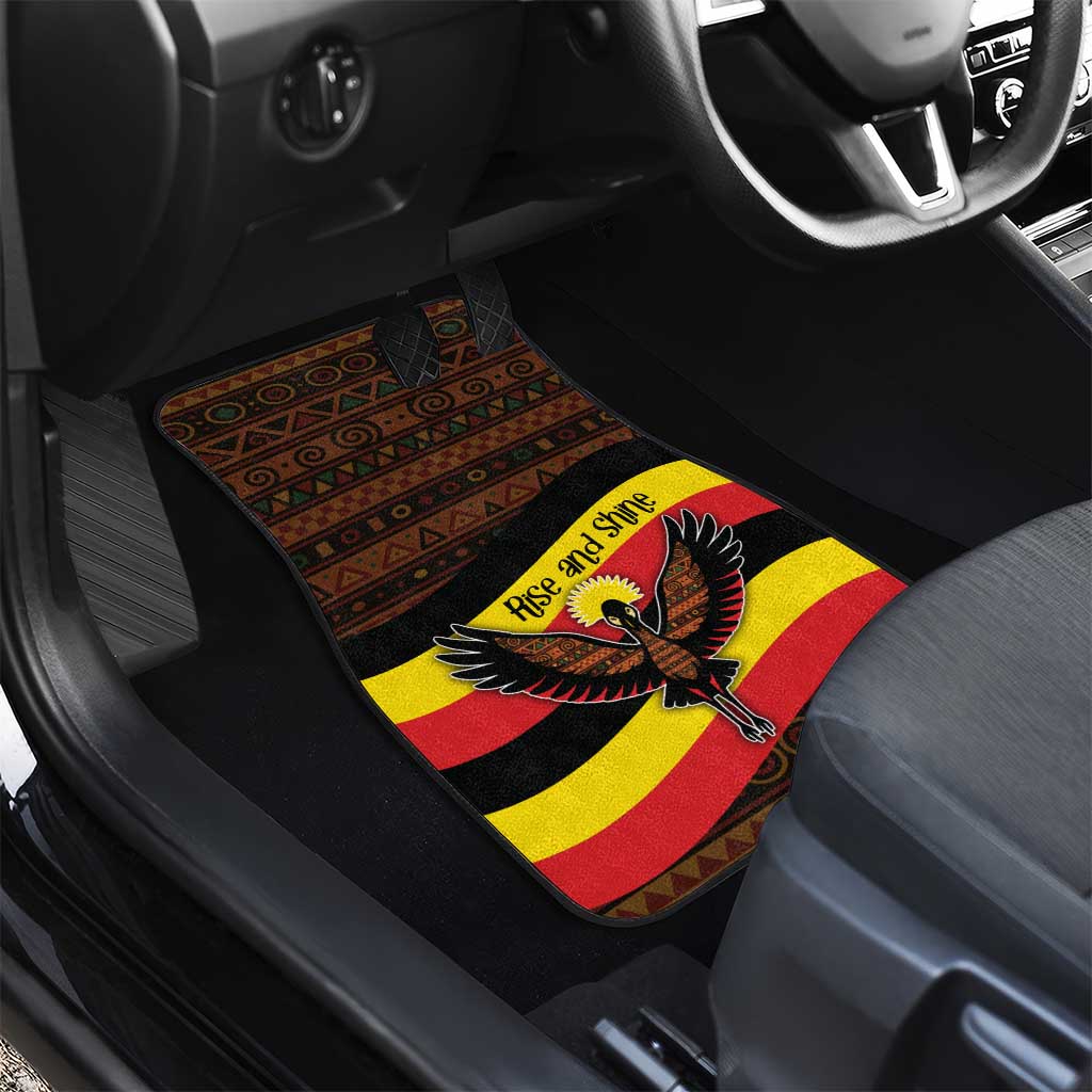 Uganda Car Mats with Crested Crane and Rise and Shine Tribal Pattern Design