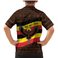 Uganda Family Matching Mermaid Dress and Hawaiian Shirt with Crested Crane and Rise and Shine Tribal Pattern Design