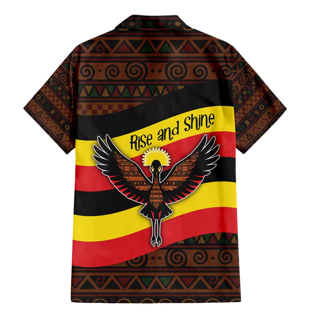 Uganda Family Matching Mermaid Dress and Hawaiian Shirt with Crested Crane and Rise and Shine Tribal Pattern Design