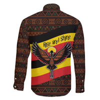 Uganda Family Matching Puletasi and Hawaiian Shirt with Crested Crane and Rise and Shine Tribal Pattern Design