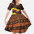 Uganda Family Matching Summer Maxi Dress and Hawaiian Shirt with Crested Crane and Rise and Shine Tribal Pattern Design
