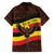 Uganda Family Matching Summer Maxi Dress and Hawaiian Shirt with Crested Crane and Rise and Shine Tribal Pattern Design