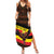 Uganda Family Matching Summer Maxi Dress and Hawaiian Shirt with Crested Crane and Rise and Shine Tribal Pattern Design